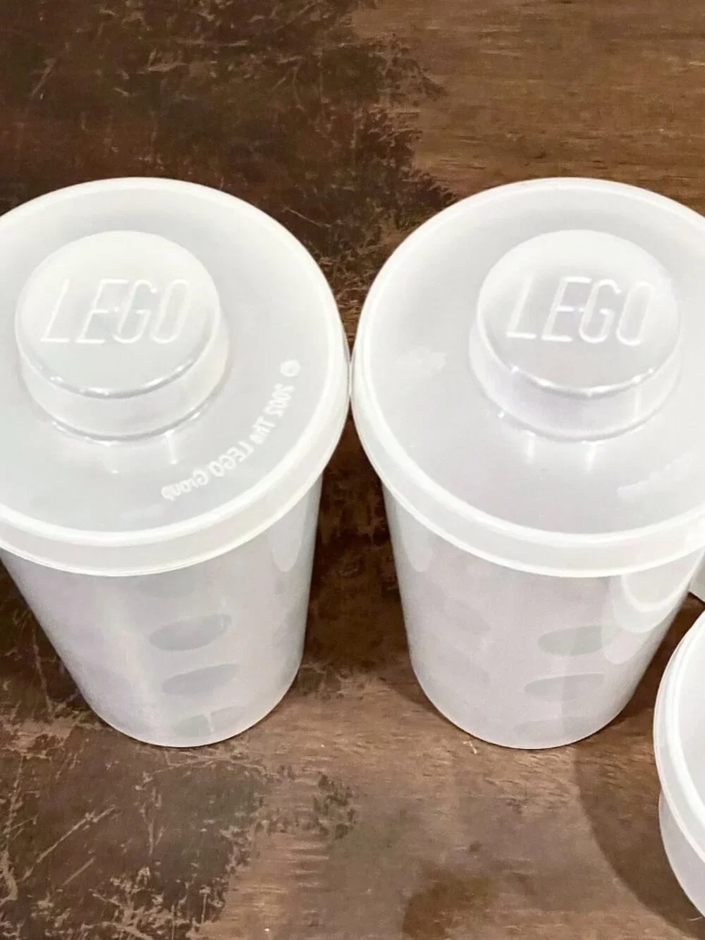 LEGO Pick A Brick Cups with Lids 2 Large + 4 Small Clear Container